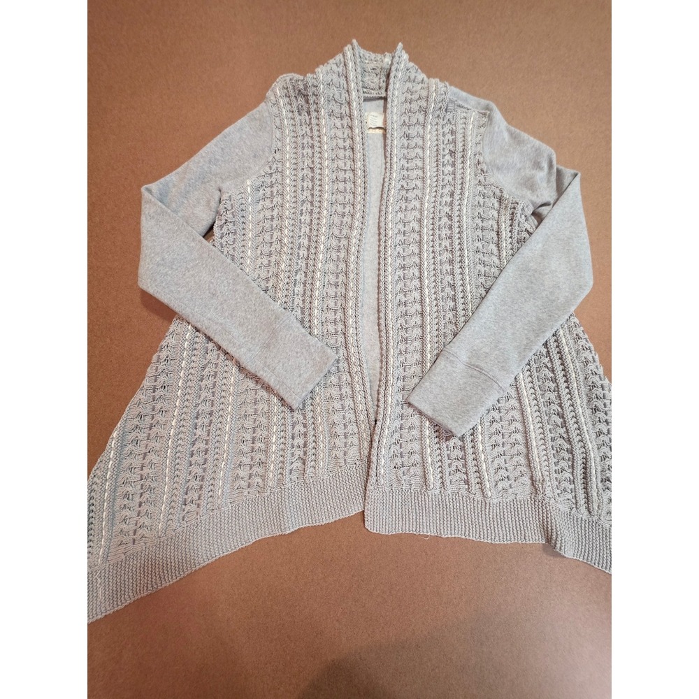 Anthropologie Saturday Sunday Gray Mixed Knit Fleece Open Front Cardigan Large